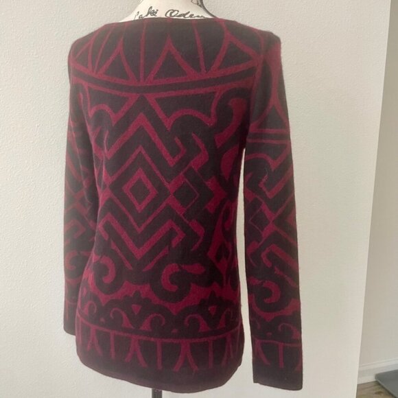 SOPHISTICATED CASHEMERE PULLOVER KNITTED SWEATER SYMETRIC GEOMETRIC PATTERN SZ S - Picture 16 of 16